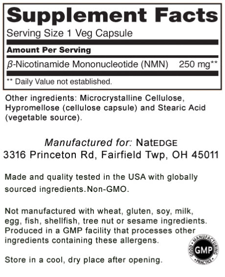 Pure NMN 250 mg, 60 Vegetable Capsules