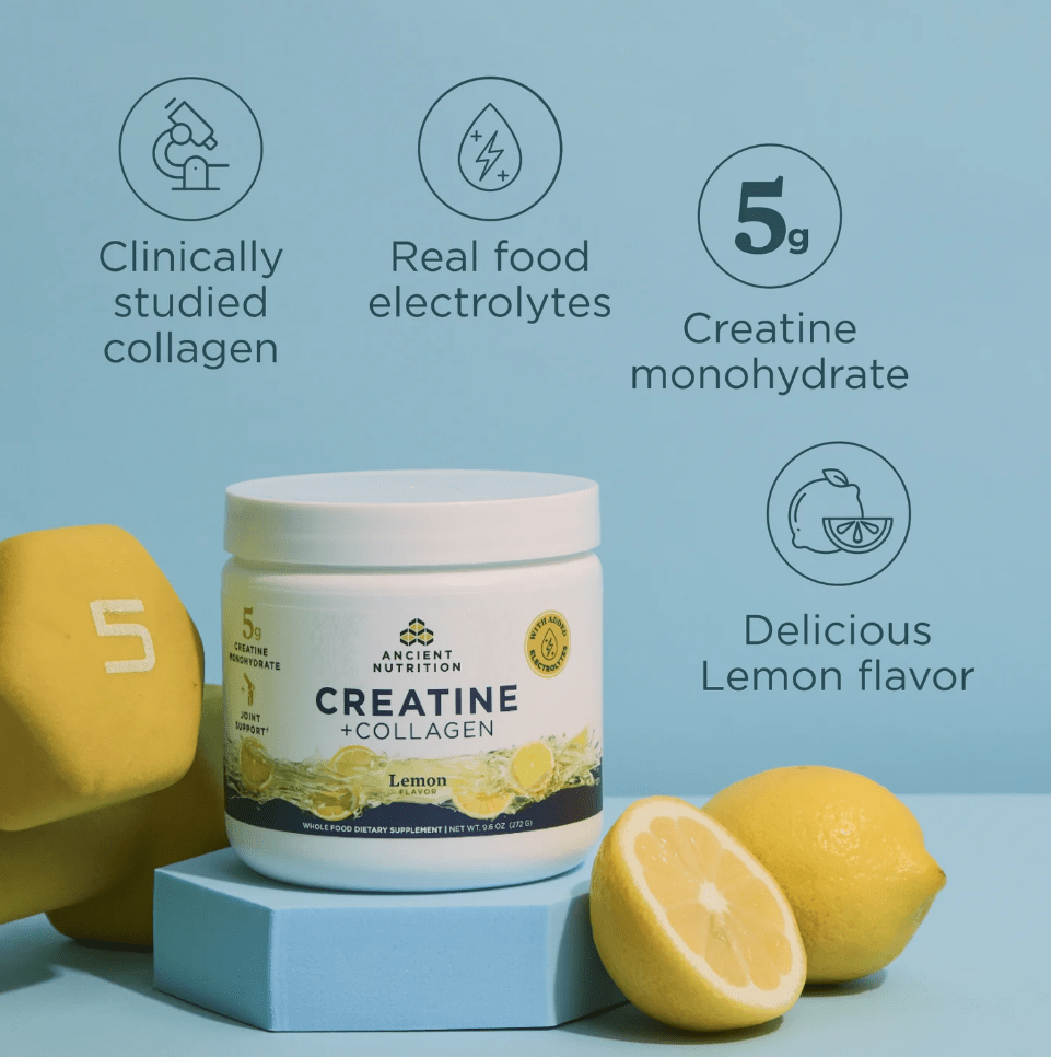 Creatine + Collagen + Electrolytes, Lemon Flavor, 30 Servings (272 gm) - Spring Street Vitamins