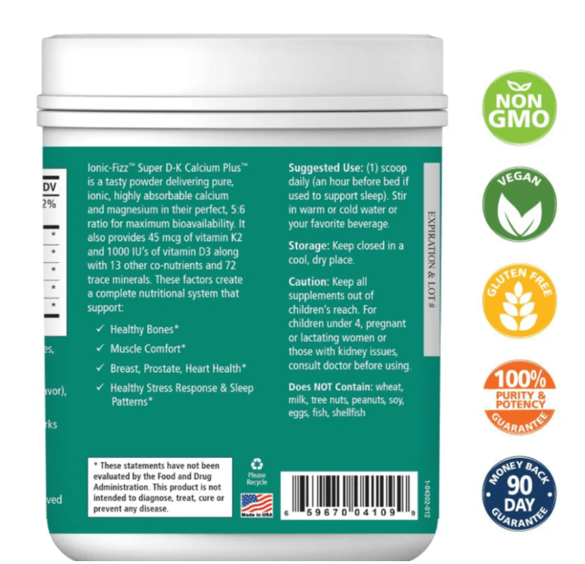 Ionic Fizz Super D3 - K2 Calcium Plus, 30 Servings - Spring Street Vitamins