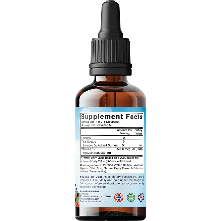 Liquid Methyl Cobalamin B12 5000 mcg, 2oz, 59 Servings - Spring Street Vitamins