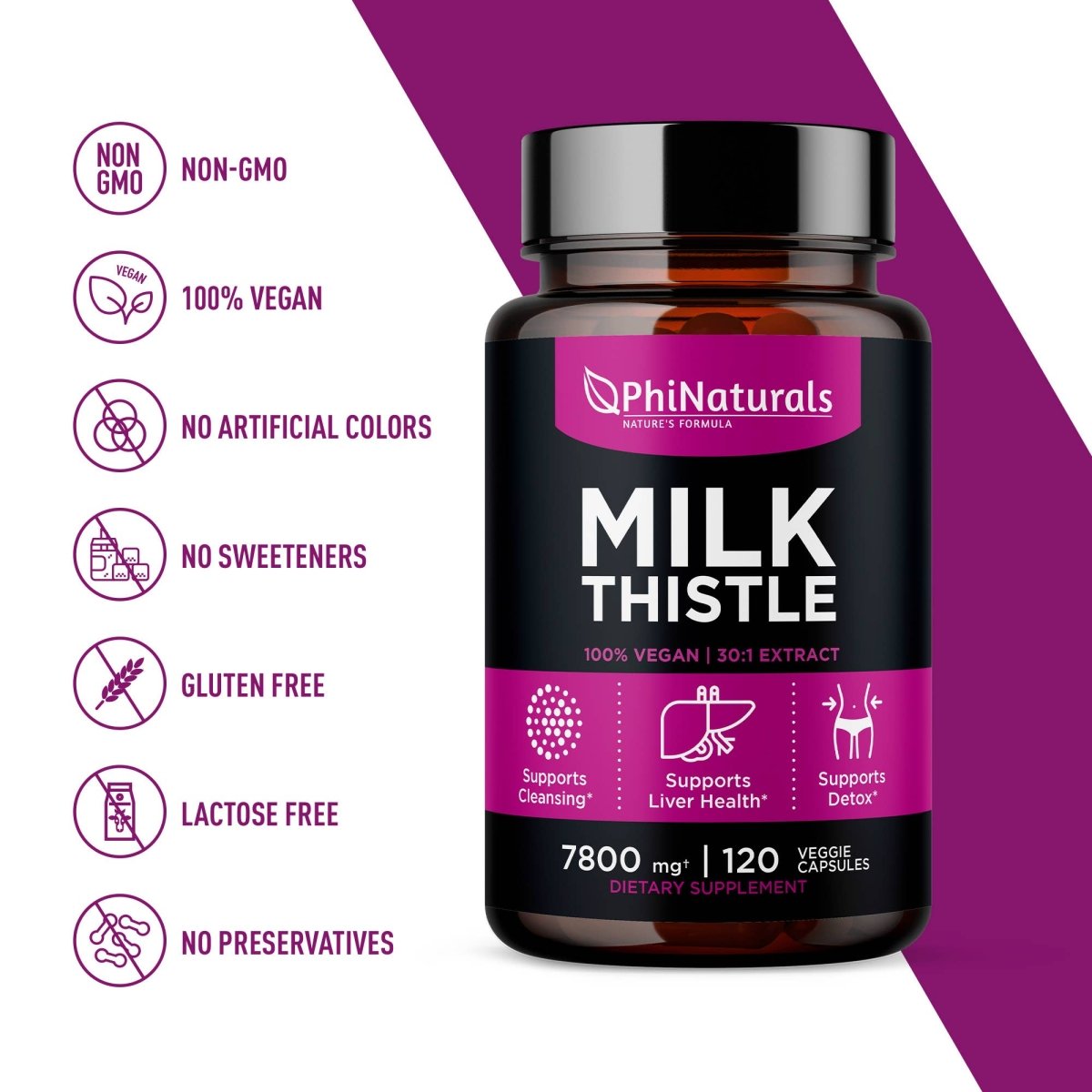 Milk Thistle Extract 30:1 Silymarin, 120 Vegetable Capsules - Spring Street Vitamins