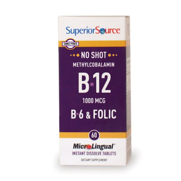 NO SHOT Methylcobalamin B-12 1,000 mcg / B-6 / Folic Acid, 60 Tablets - Spring Street Vitamins