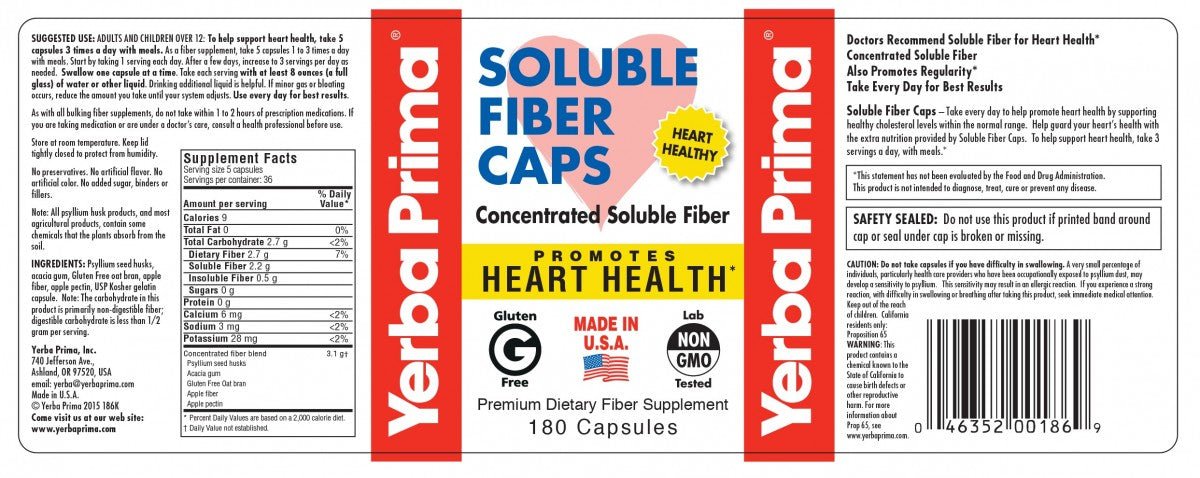 Soluble Fiber Caps, 180 Capsules - Spring Street Vitamins