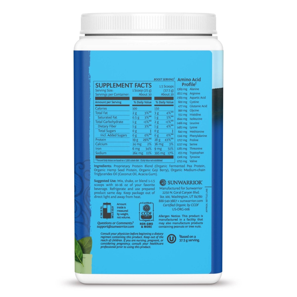 Warrior Blend Unflavored Protein - Plant Protein Powder, 750g - Spring Street Vitamins