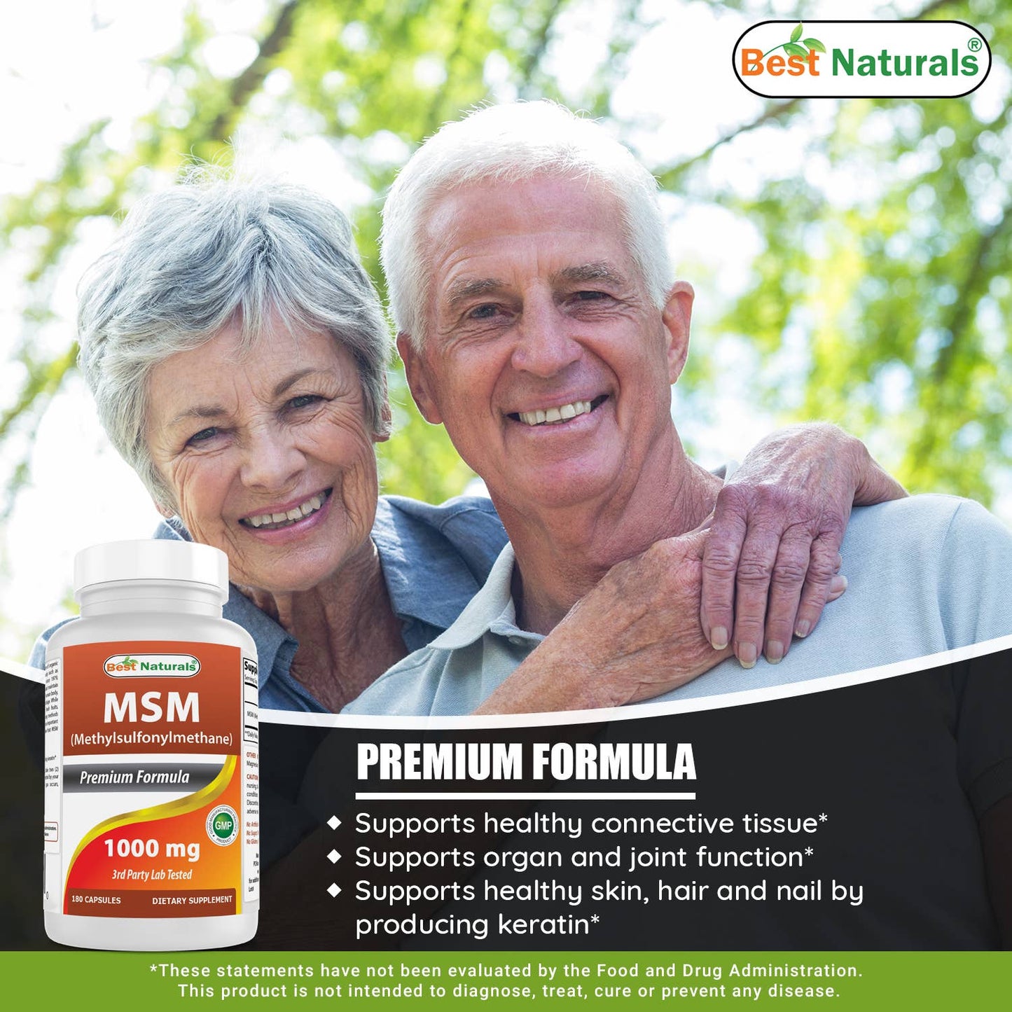 Best Naturals MSM 1000 mg 180 Capsules - Spring Street Vitamins
