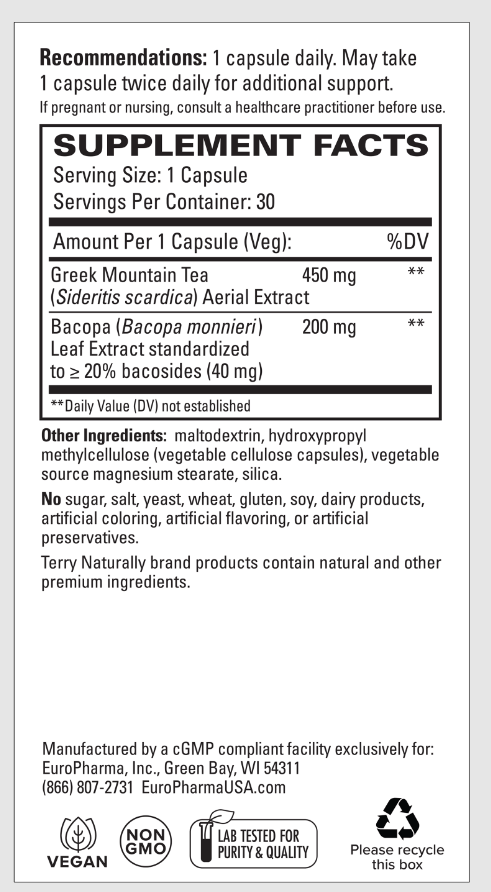 GMT23™ Greek Mountain Tea + Bacopa, 30 Vegetable Capsules - Spring Street Vitamins