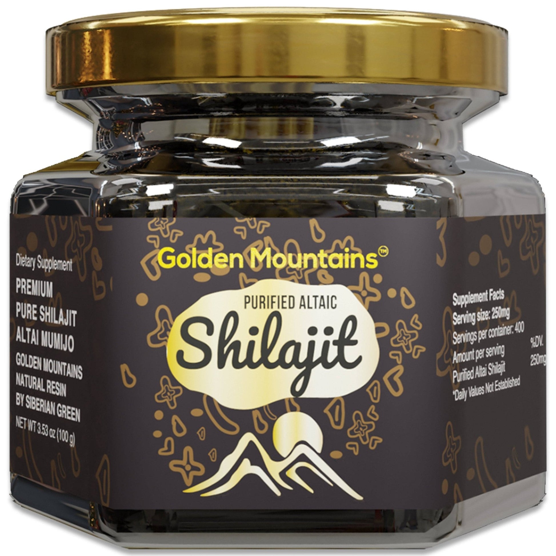 Golden Mountains Shilajit Resin, 3.53 oz (100 g) Glass Jar - Spring Street Vitamins