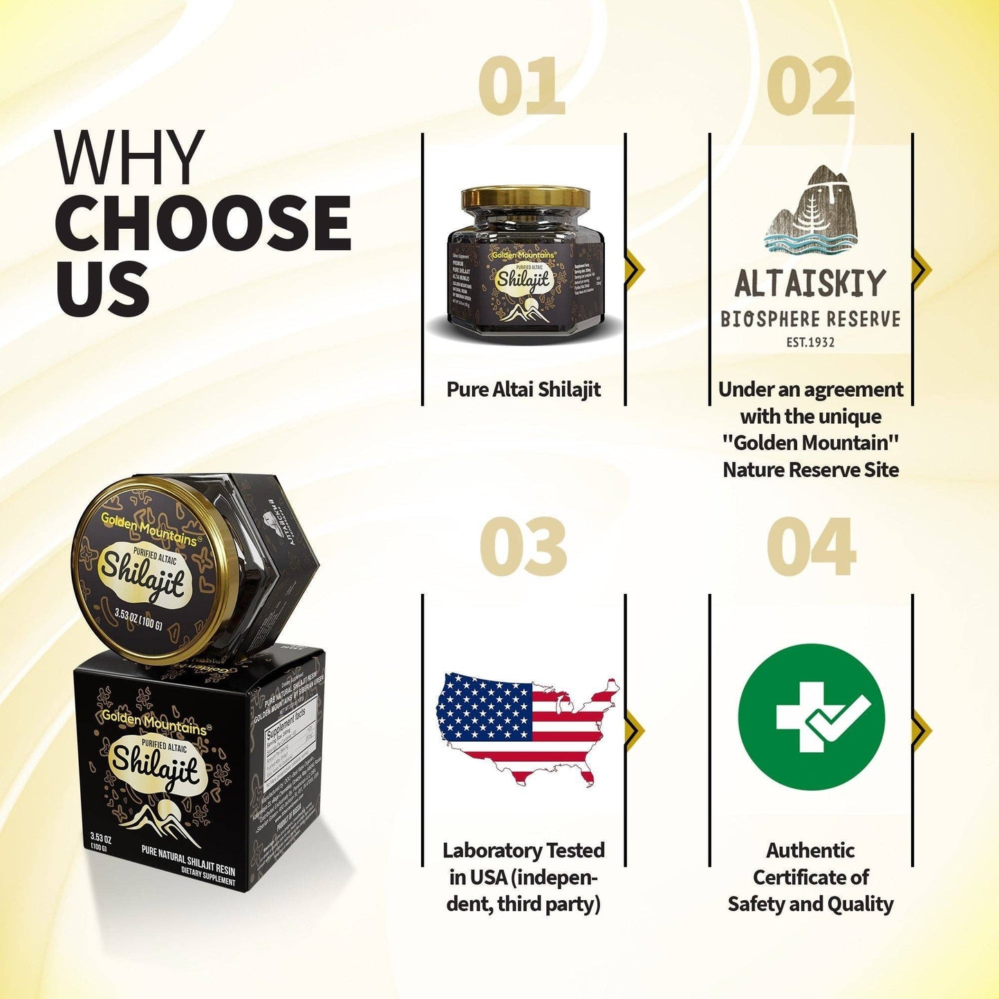 Golden Mountains Shilajit Resin, 3.53 oz (100 g) Glass Jar - Spring Street Vitamins