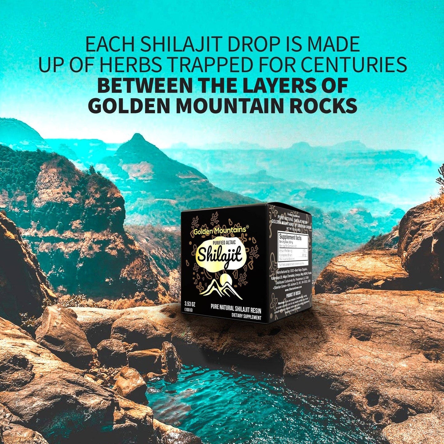 Golden Mountains Shilajit Resin, 3.53 oz (100 g) Glass Jar - Spring Street Vitamins