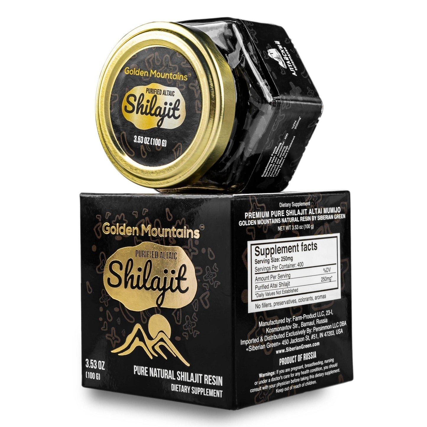 Golden Mountains Shilajit Resin, 3.53 oz (100 g) Glass Jar - Spring Street Vitamins