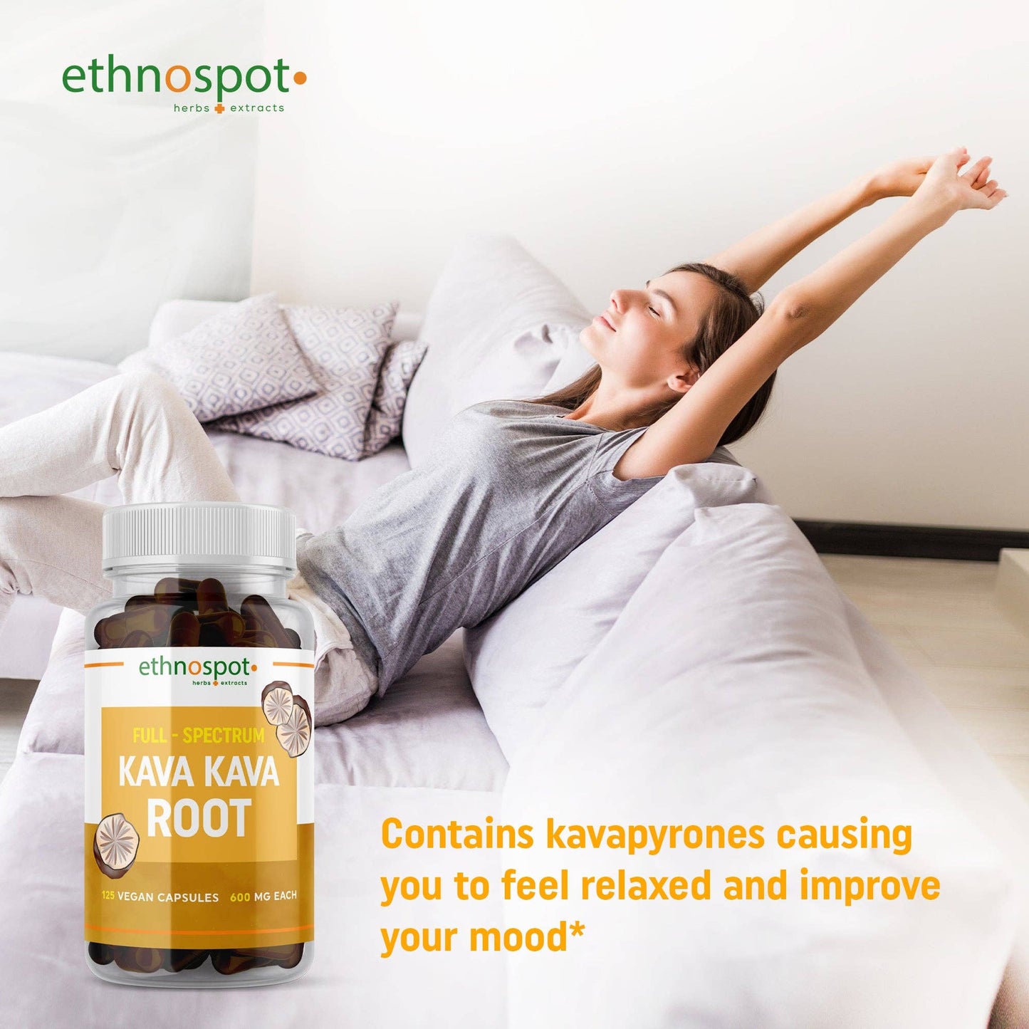 Kava Kava 100% Root, Herbal Supplement, 125 Vegetable Capsules - Spring Street Vitamins