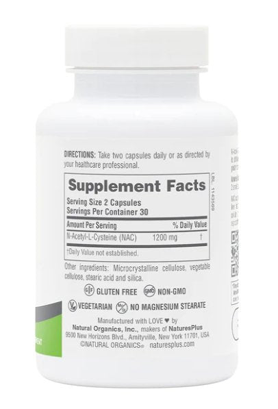 NAC 1200 Capsules, 60 Vegetable Capsules (N-acetyl-cysteine) - Spring Street Vitamins
