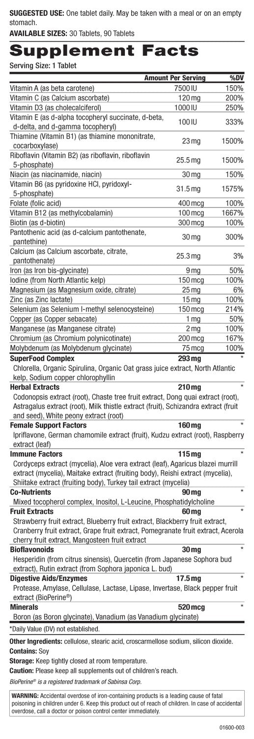 One 'n' Only, Superior Tonic Multiple, Women's Formula, 90 Tablets - Spring Street Vitamins