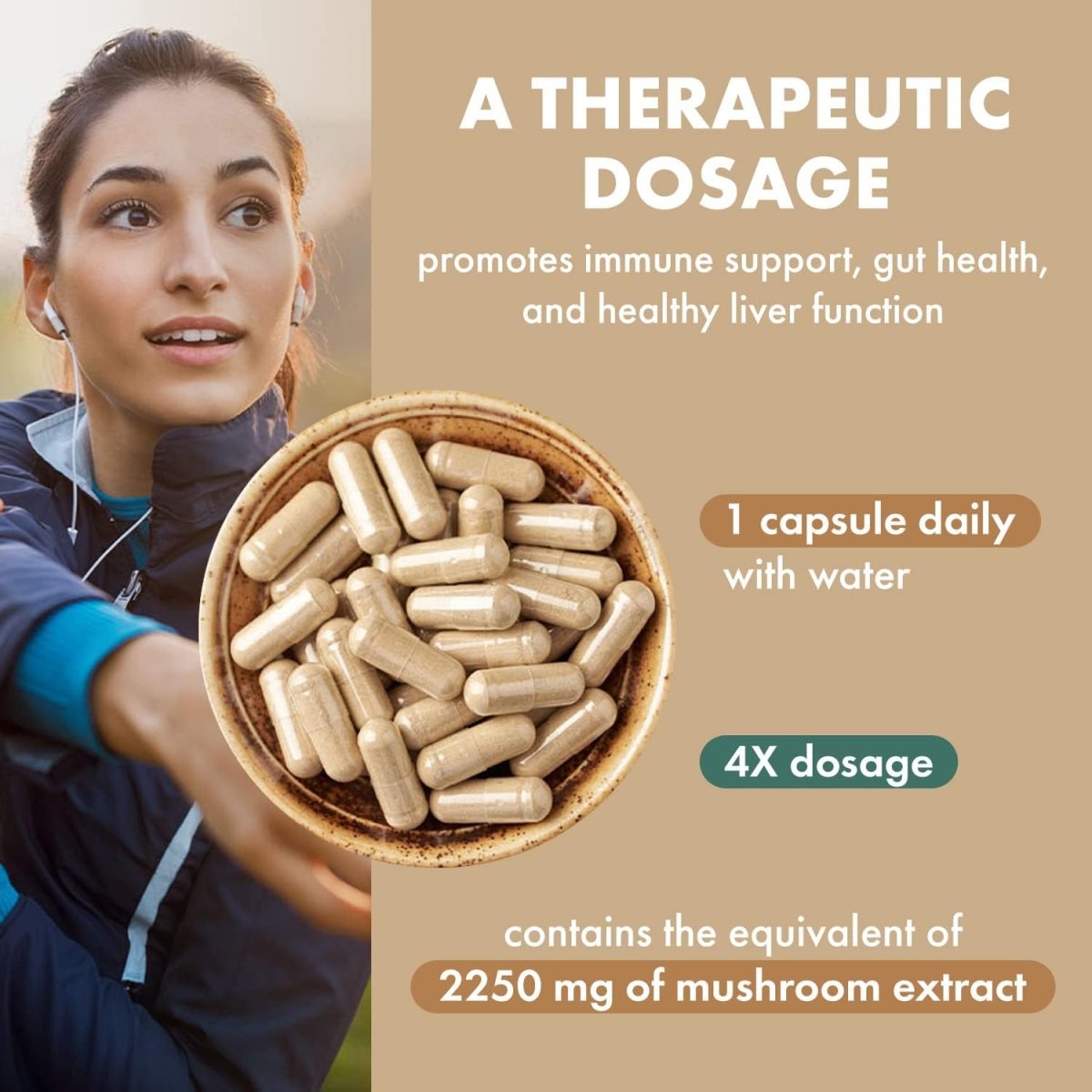 Turkey Tail Mushroom MyPure 4X, 60 Vegetable Capsules - Spring Street Vitamins