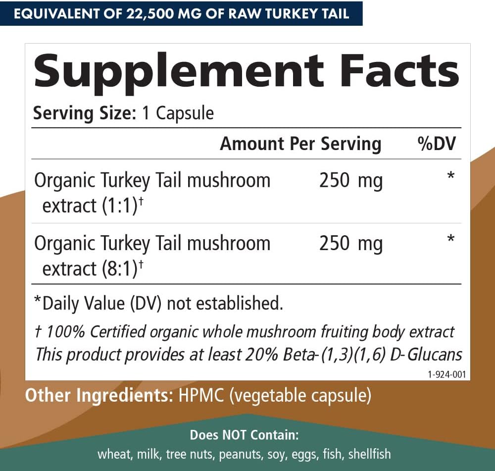 Turkey Tail Mushroom MyPure 4X, 60 Vegetable Capsules - Spring Street Vitamins
