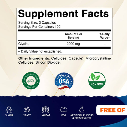 Glycine 2000mg | Sleep & Recovery | 300ct