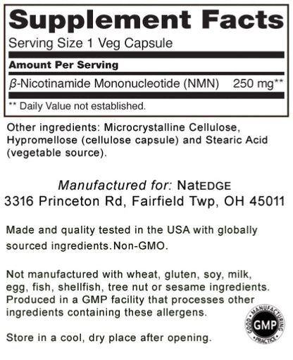 Pure NMN 250 mg, 60 Vegetable Capsules