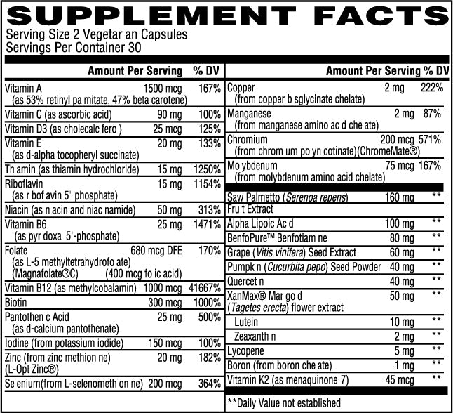 Advanced MEN's Multi Vitamin Caps, 60 Vegetarian Capsules - Spring Street Vitamins