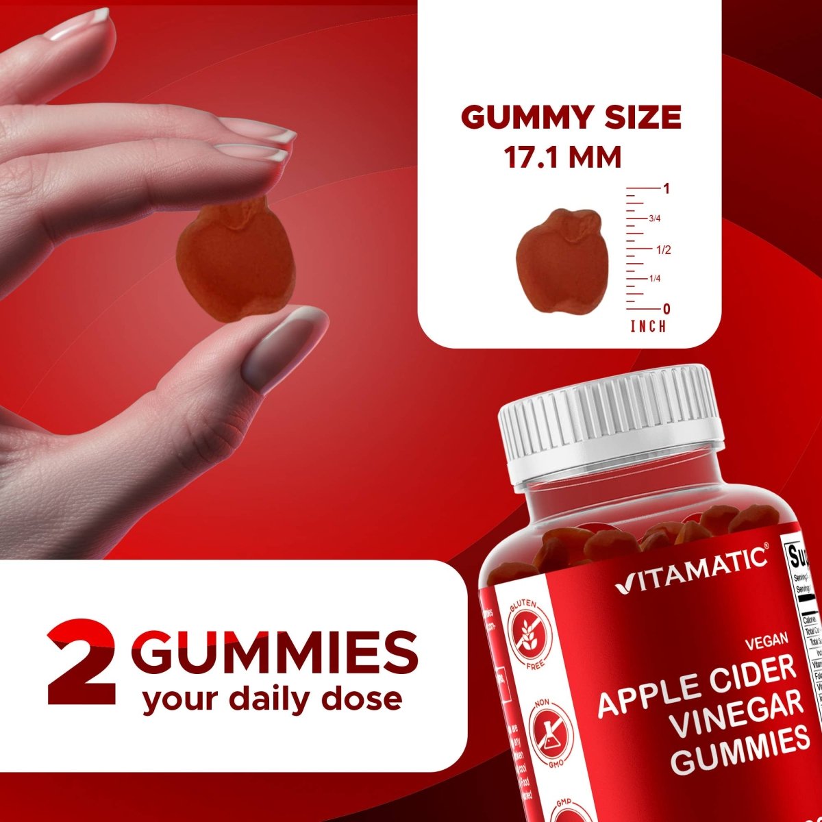 Apple Cider Vinegar Gummies 1000mg, 60 Vegan Gummies - Spring Street Vitamins