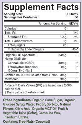 CBD Sleep Gummies, 30 count, Nighttime Berry Flavor - Spring Street Vitamins