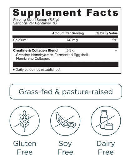 Creatine + Collagen, Unflavored, 30 Servings (165 gm) - Spring Street Vitamins
