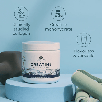 Creatine + Collagen, Unflavored, 30 Servings (165 gm) - Spring Street Vitamins