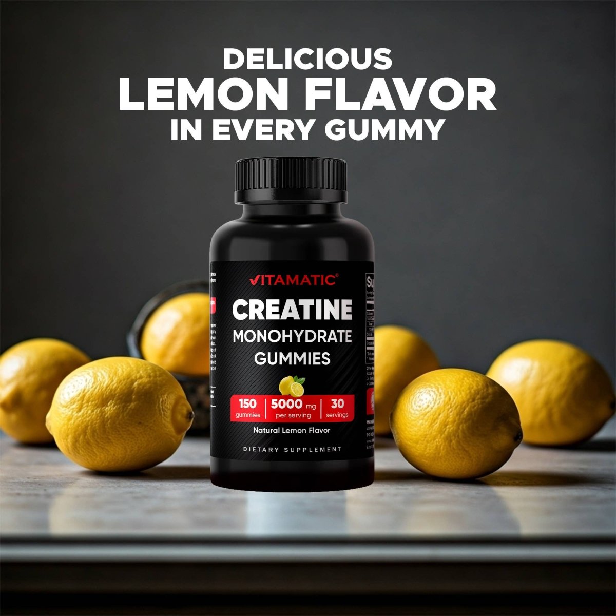 Creatine Gummies 5 gm - Lemon Flavor - 150 Count - Spring Street Vitamins