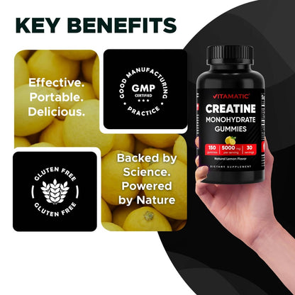 Creatine Gummies 5 gm - Lemon Flavor - 150 Count - Spring Street Vitamins