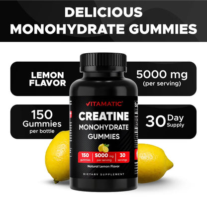 Creatine Gummies 5 gm - Lemon Flavor - 150 Count - Spring Street Vitamins