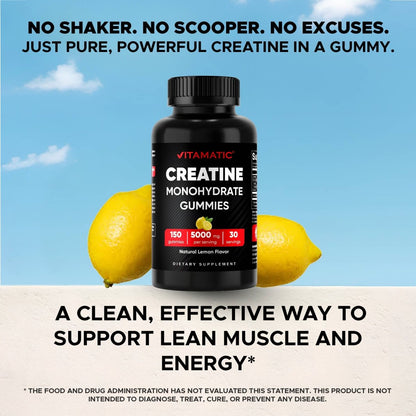 Creatine Gummies 5 gm - Lemon Flavor - 150 Count - Spring Street Vitamins
