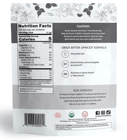 Dried Bitter Apricot Kernels 8 OZ - Spring Street Vitamins