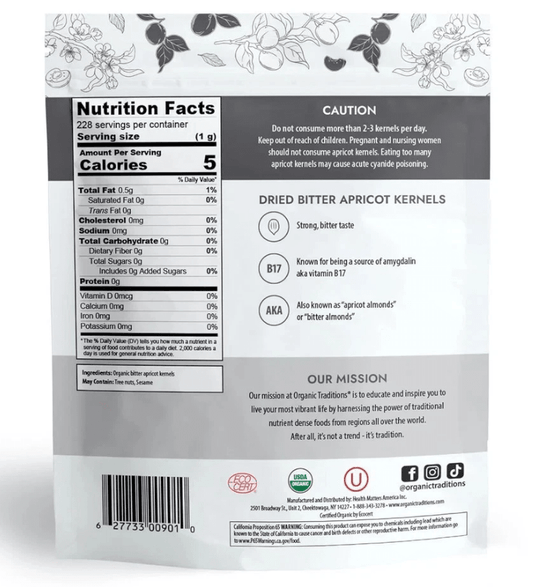 Dried Bitter Apricot Kernels 8 OZ - Spring Street Vitamins