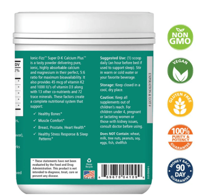 Ionic Fizz Super D3 - K2 Calcium Plus, 30 Servings - Spring Street Vitamins
