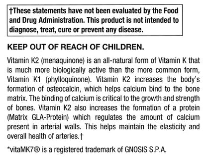 K2 120mcg of vitaMK7® - 60 Vegetable Caps - Spring Street Vitamins