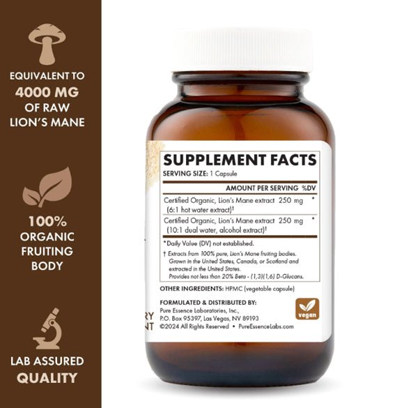 Lion's Mane 8X MyPure, 30 Vegetable Capsules - Spring Street Vitamins