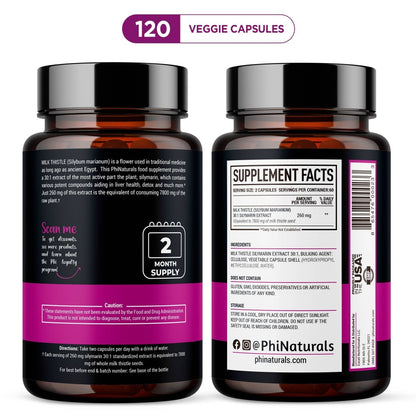 Milk Thistle Extract 30:1 Silymarin, 120 Vegetable Capsules - Spring Street Vitamins