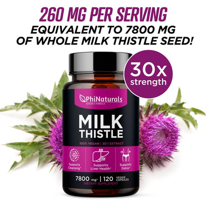 Milk Thistle Extract 30:1 Silymarin, 120 Vegetable Capsules - Spring Street Vitamins