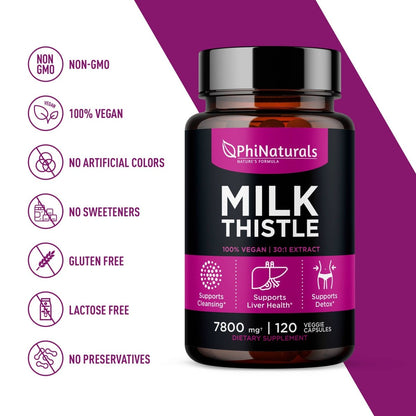Milk Thistle Extract 30:1 Silymarin, 120 Vegetable Capsules - Spring Street Vitamins