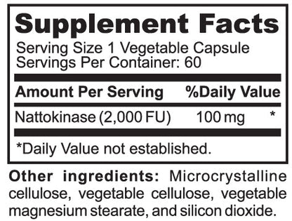 Nattokinase Enzyme 2000 FU, 60 Vegetable Capsules - Spring Street Vitamins
