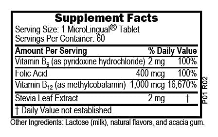 NO SHOT Methylcobalamin B-12 1,000 mcg / B-6 / Folic Acid, 60 Tablets - Spring Street Vitamins