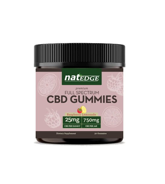 Organic CBD Gummies, 25mg Full Spectrum, 30 count, Raspberry Lemonade Flavor - Spring Street Vitamins