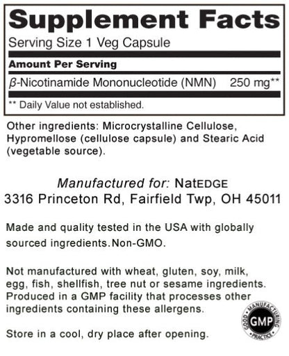 Pure NMN 250 mg, 60 Vegetable Capsules - Spring Street Vitamins