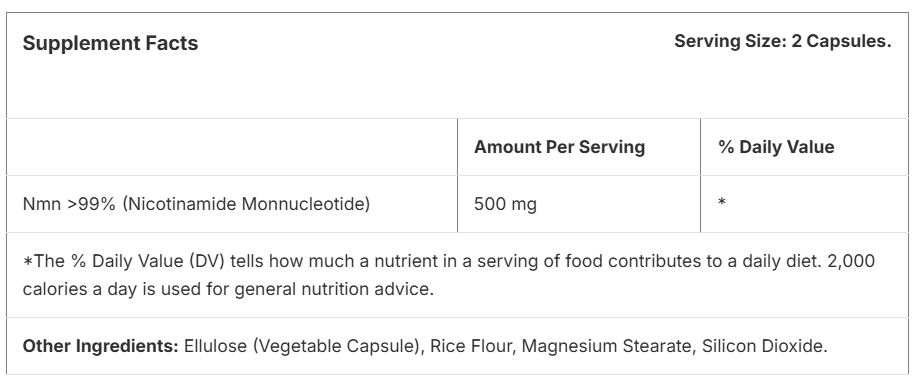 Pure NMN 500 mg, 60 Vegetable Capsules - Spring Street Vitamins