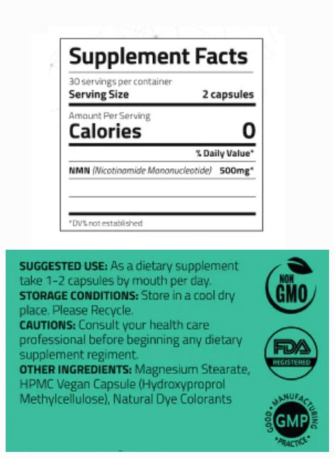 Pure NMN 500 mg, 60 Vegetable Capsules - Spring Street Vitamins