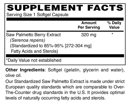 Saw Palmetto, 320mg, 60 Softgels - Spring Street Vitamins