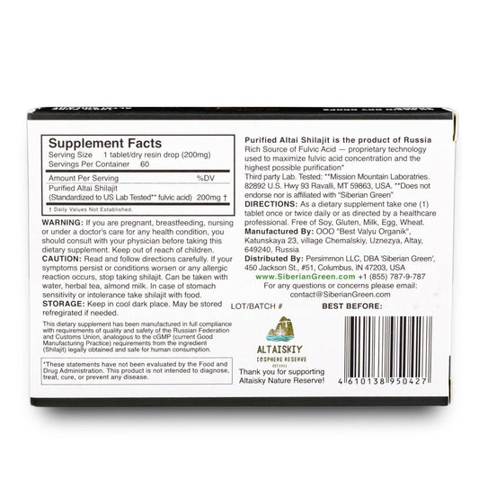 Shilajit Cold Pressed Extract, 60 Tablets - Spring Street Vitamins