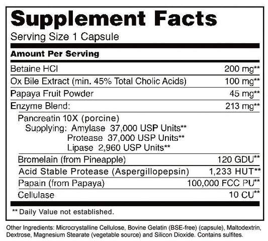 Super Digestive Enzymes Pancreatin 10X, 90 Capsules - Spring Street Vitamins