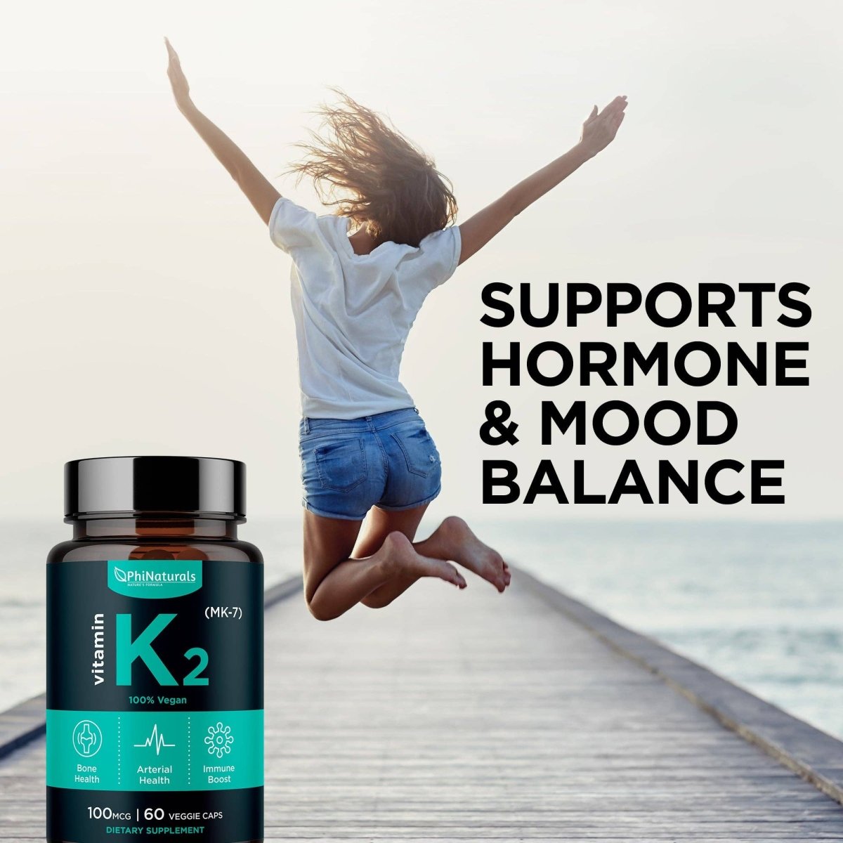 Vitamin K2 MK-7 100mcg, 60 Veggie Capsules - Spring Street Vitamins