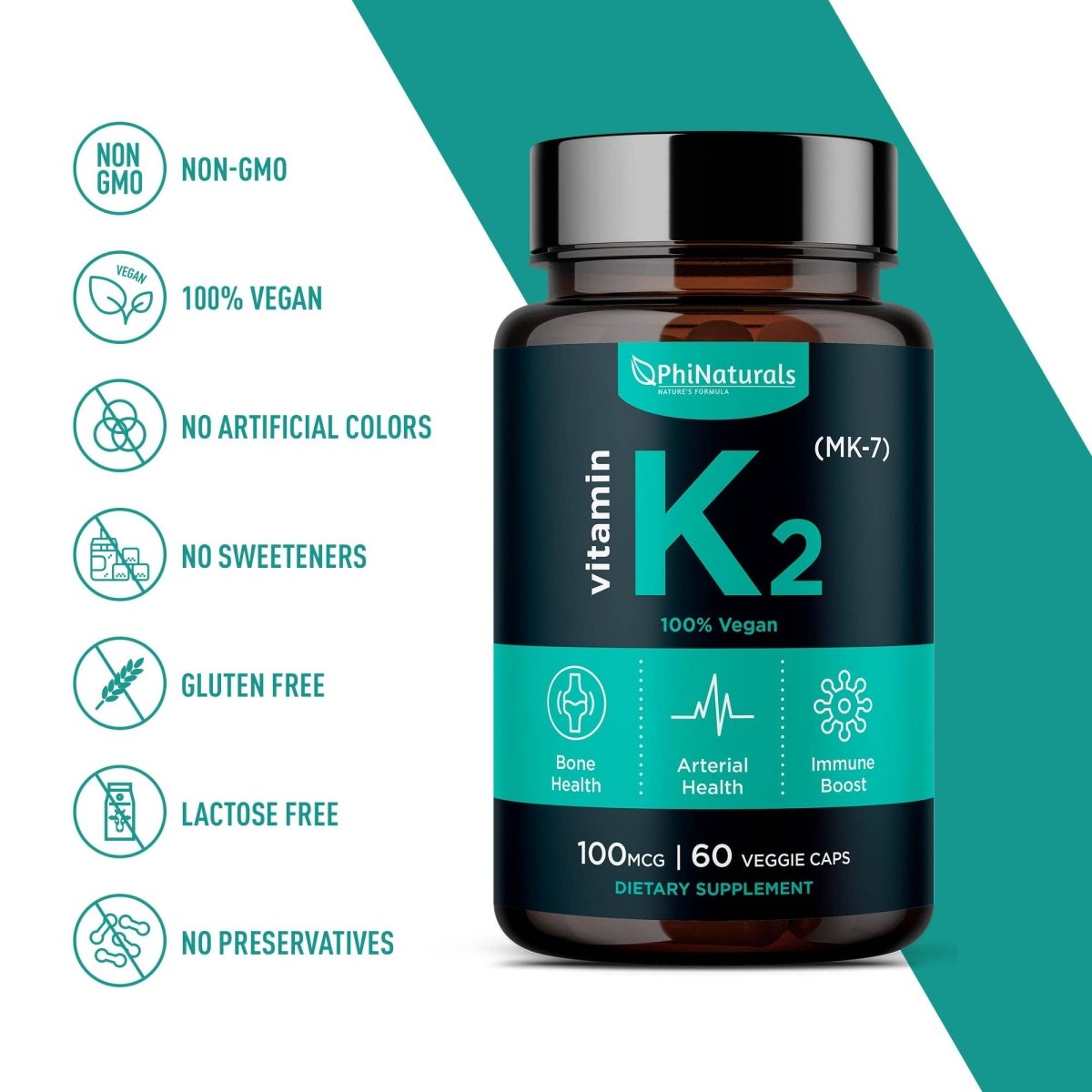 Vitamin K2 MK-7 100mcg, 60 Veggie Capsules - Spring Street Vitamins