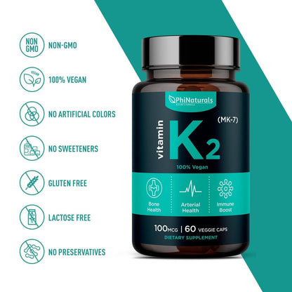 Vitamin K2 MK-7 100mcg, 60 Veggie Capsules - Spring Street Vitamins